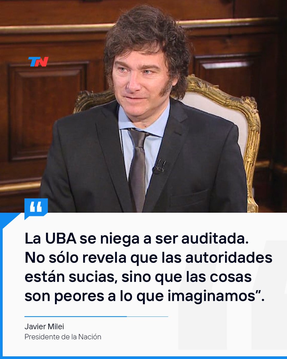 todonoticias's tweet photo. La UBA denunció que las auditorías del Gobierno atentan contra su autonomía y Milei respondió:  "El único sentido que tiene ocultar información es que lo que existe es peor a lo imaginado"
https://t.co/943thKDweu https://t.co/bE9PukFR30