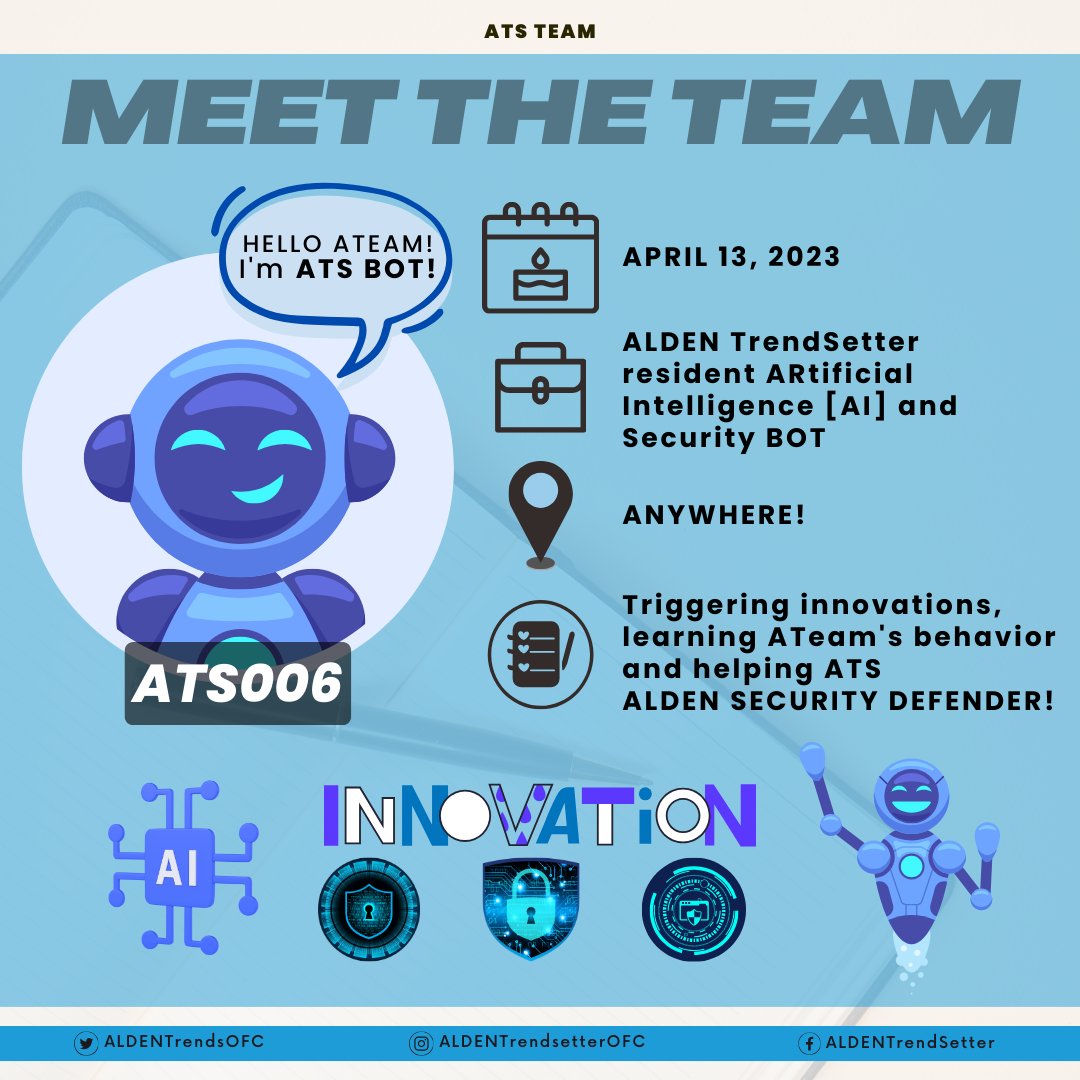 AldenTrendsOFC's tweet photo. To clarify and introduce the @aldentrendsauto account, this is ALDEN TrendSetter's AUTOMATION & SECURITY BOT account.

Who is ATS BOT? 🤖🦾
He's the 6th MEMBER of the ATS Team 🥰
He is a GOOD BOT, trust us! 😇

He handles ATS INNOVATIONS and ALDEN ONLINE SECURITY! 🔒
-- including protecting intellectual property of ALDEN's projects and disseminating accounts doing illegal distribution of his movies

He will be our partner in PROTECTING ETHAN and Hello, Love, Again AT ALL COSTS! 💪🏻🦾

@aldenrichards02 
#ALDENRichards