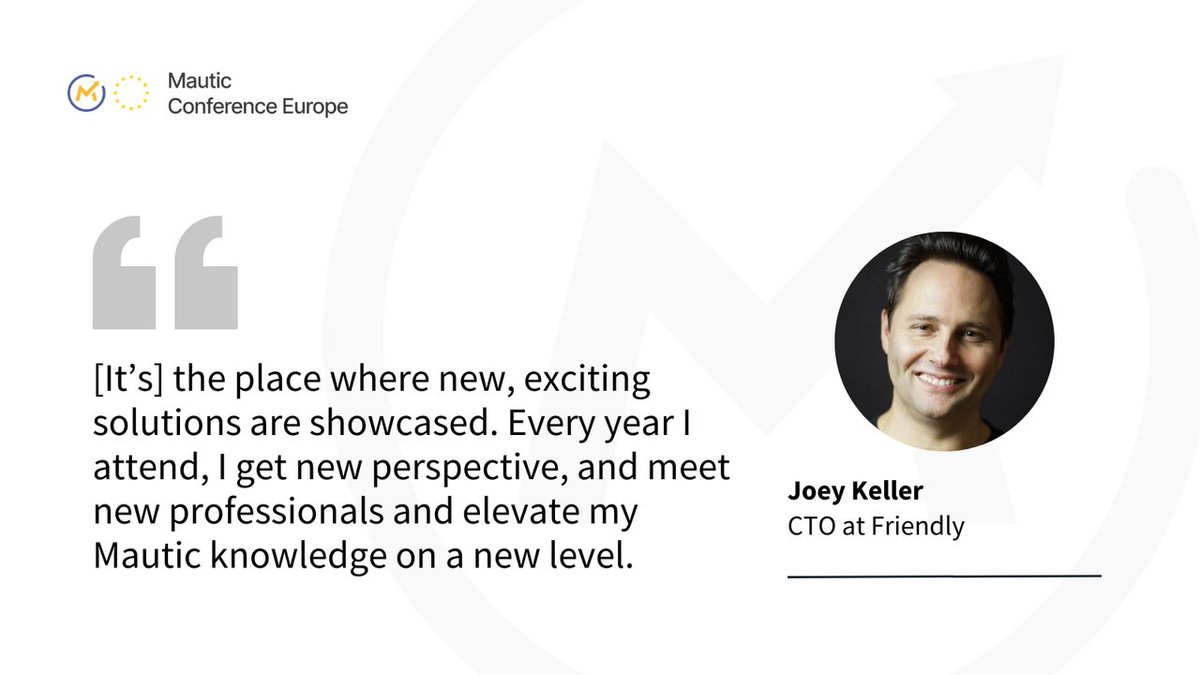 "Every year I attend, I get a new a perspective." - Joey Keller

#MautiCon is your chance to explore new trends and connect with the open-source marketing automation community. Don’t miss out!

🎟️ Secure your ticket now: mauticon.mautic.org/en/mautic-conf…

#OpenSource #MarketingEvent