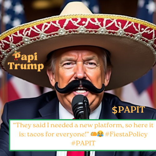 papitrump2024's tweet photo. “They said I needed a new platform, so here it is: tacos for everyone!" 🌮😂
#FiestaPolicy #PAPIT https://t.co/H9MsAiVTsN