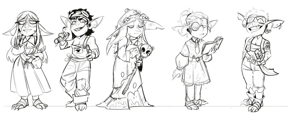 carriou_enora's tweet image. Goblins lineup
A commission I did for @lordofspiritsan 
It was really fun to design all these cuties!