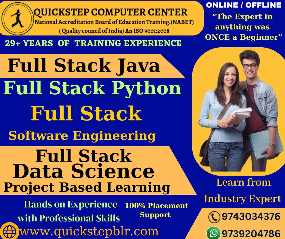 quickstep_r's tweet image. #FullStackDevelopment #CareerGrowth #SoftwareDevelopment #WebDevelopment #OnlineTraining #OfflineTraining #TechSkills #Bengaluru #QuickstepComputerCentre #JobReady #29YearsOfExcellence"