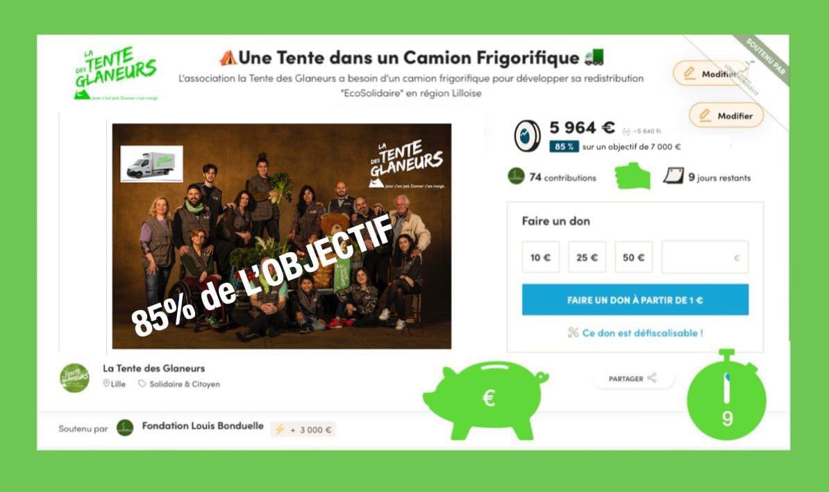 ✳️Vous êtes Toutes et Tous Fantastiques 💚85% de notre objectif ⌚️ !🌻Allons nous l'atteindre ...Et si ensemble on le DÉPASSAIT... C'est entre vos mains 🫶🏻
🚨8 jours pour boucler le complément de financement pour l'achat du camion frigorifique ✅
🚛 fr.ulule.com/achat-camion-f…...