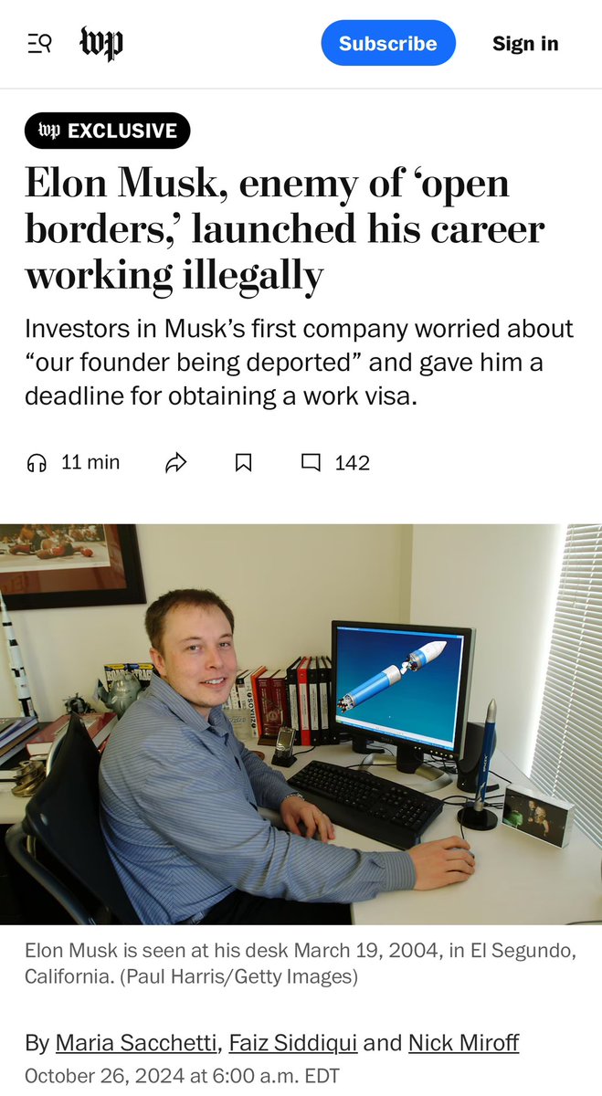 You wouldn’t think of someone like Elon Musk as an illegal immigrant, would you? 

Most people will react to this story by attacking Musk’s hypocrisy or by defending his case as “different” from the “typical” undocumented immigrant. (And he has, indeed, made many false claims