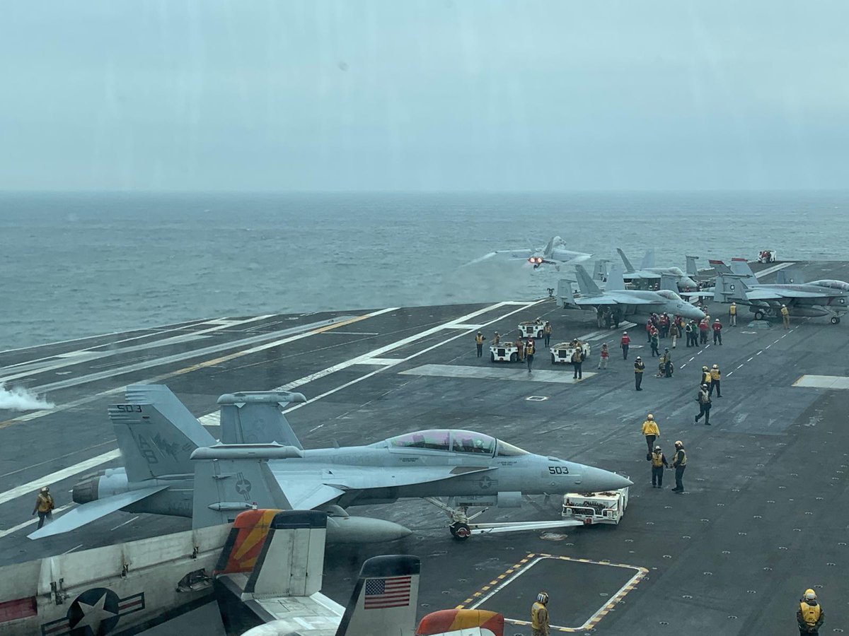 #HappeningNow
NATO enhanced Vigilance Activity #NeptuneStrike 2024-2 under way also in the North Sea🌊. Aircraft Carrier <a href="/USSHARRYSTRUMAN/">USS Harry S. Truman (CVN 75)</a> under #NATO Command and Control contributes with a number of aircraft types, including F-18 Fighter Jets✈️to assure #DeterAndDefend at NATO's