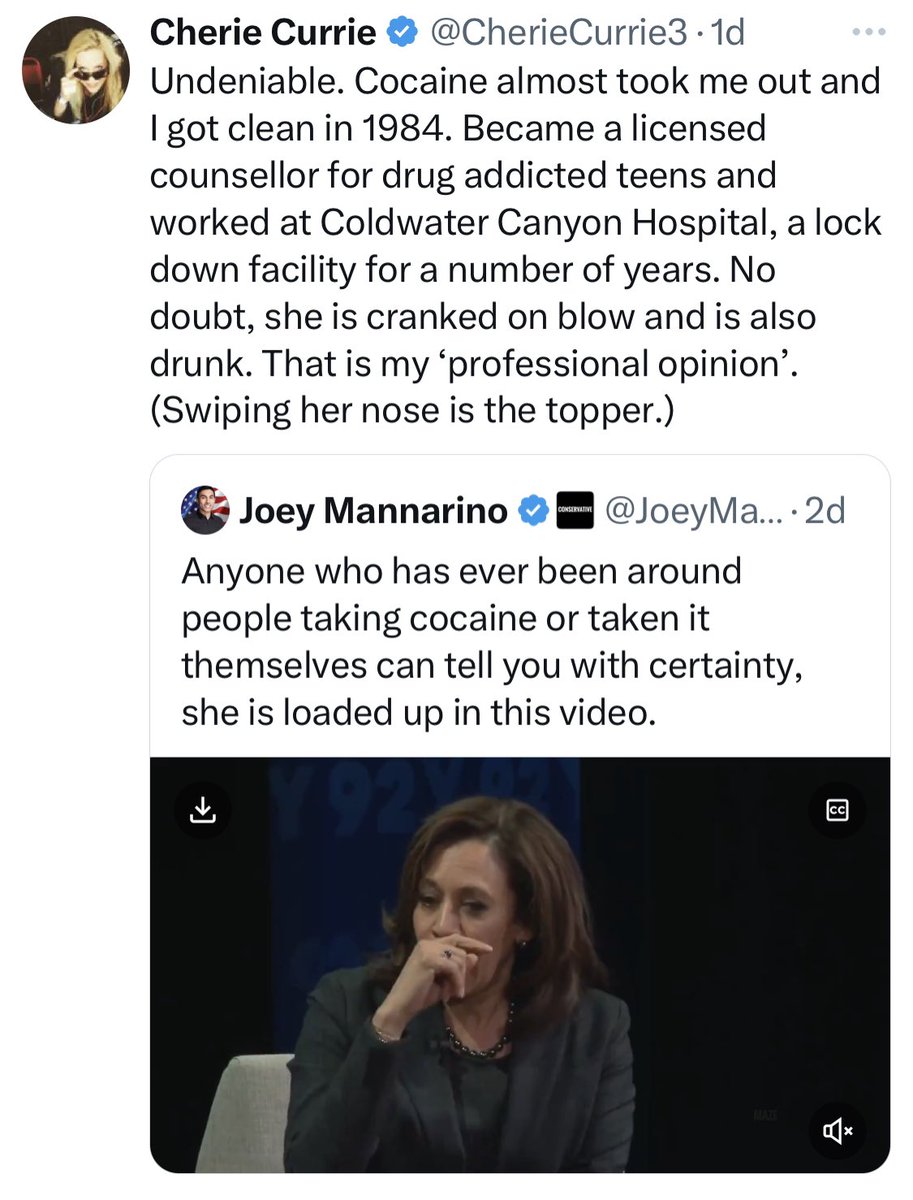 HustleBitch_'s tweet image. Licensed drug counselor says Kamala is drunk and high on cocaine in this interview. 

Do you agree?