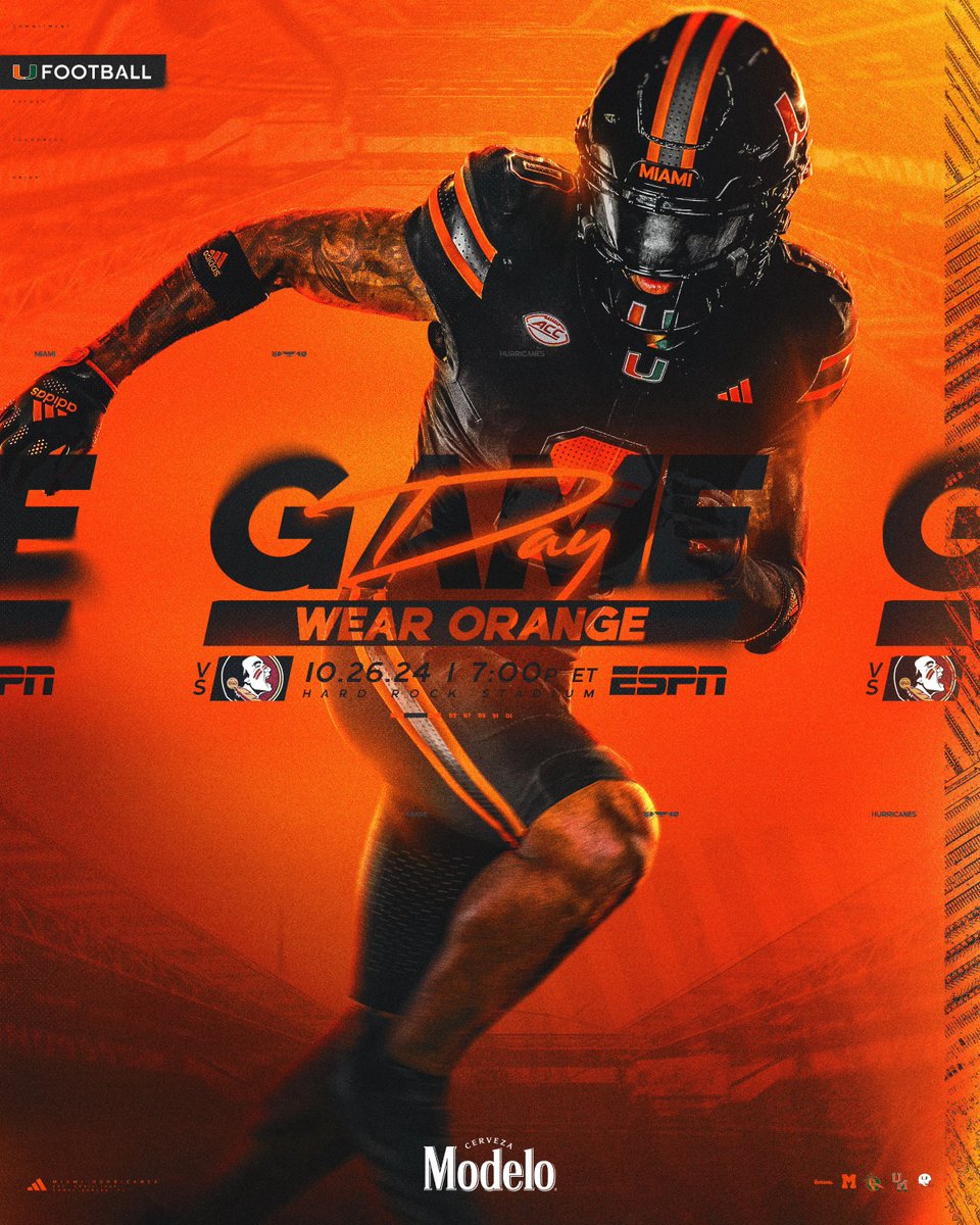 LET’S GO! IT’S GAME DAY! 🙌

🆚: Florida State
📍: <a href="/HardRockStadium/">Hard Rock Stadium</a> 
⏰: 7:00 PM ET
📺: ESPN
🎧: @560WQAM 

#GoCanes