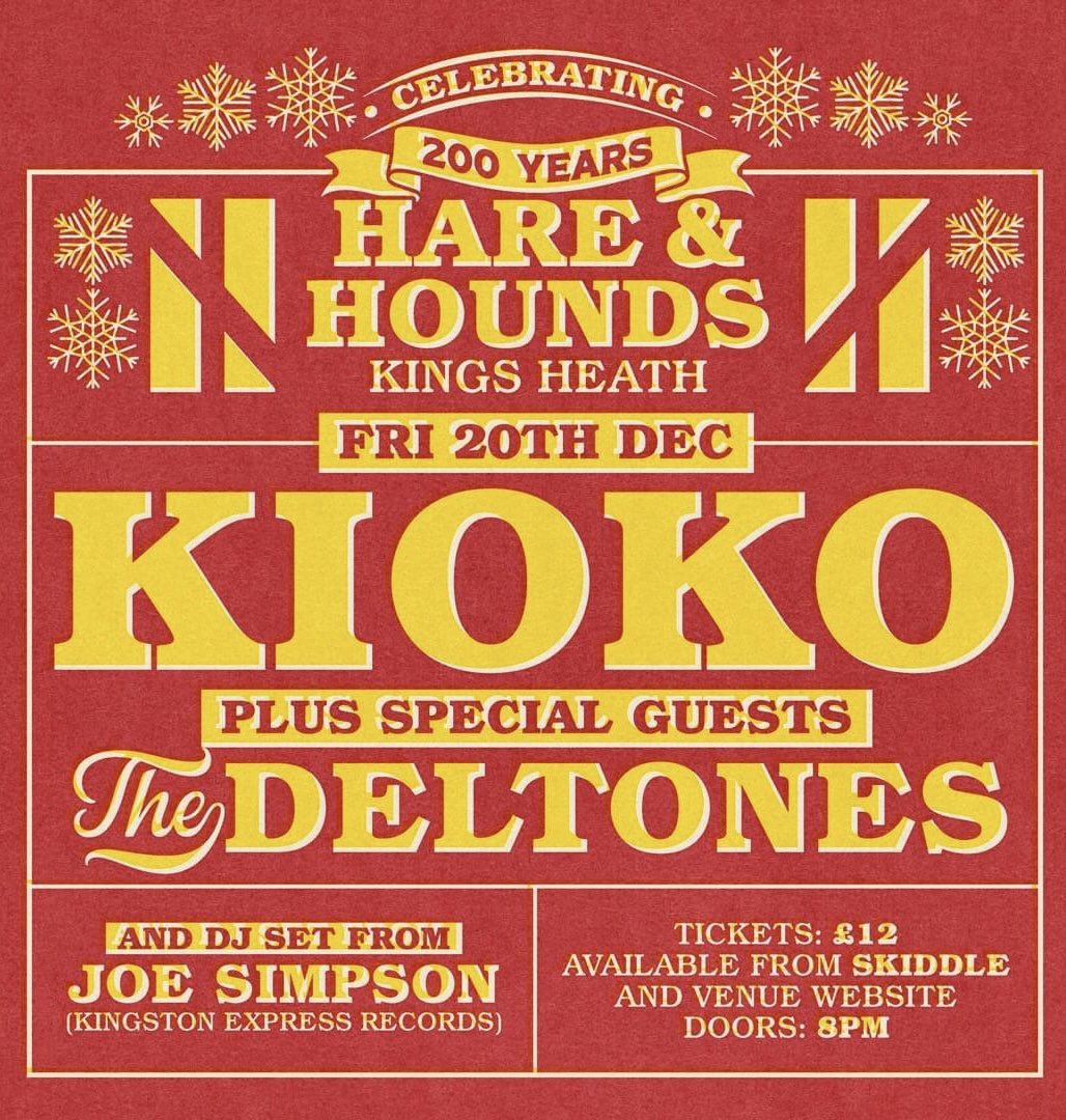 BIRMINGHAM! We’re coming home, to our favourite place <a href="/hareandhounds/">Hare & Hounds Birmingham</a> on Friday 20th December.

Support from The Deltones and tunes spinning all night courtesy of Sticky Joe + Kingston Express Records 🔥

Tickets: tr.ee/CXhta1wsTU