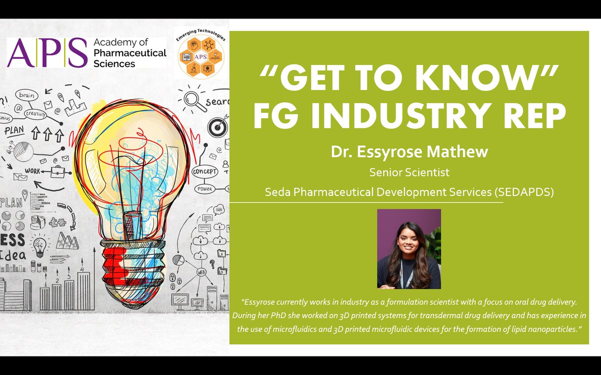 We are happy to introduce the first FC Industry Rep: Dr. Essyrose Mathew - Senior Scientist at Seda Pharmaceutical Development Services (SEDAPDS).
She has experience in various forms of 3D printing from her undergraduate and PhD degree with expertise in SLA and FDM.
#FGExecutives