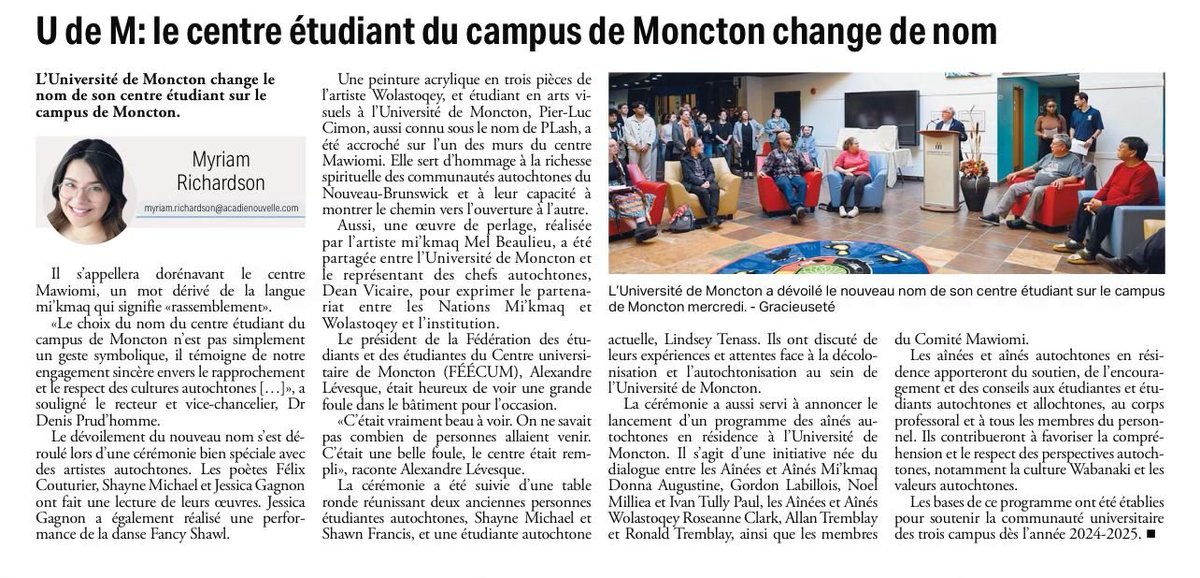 nouveaunomudem's tweet photo. Pourrait-on maintenant demander à la direction de l’univ. de changer également son nom ? D’ailleurs, les Premières Nations du Nouveau-Brunswick avaient soutenu notre demande de changement de nom. https://t.co/AcZEkOMkkB