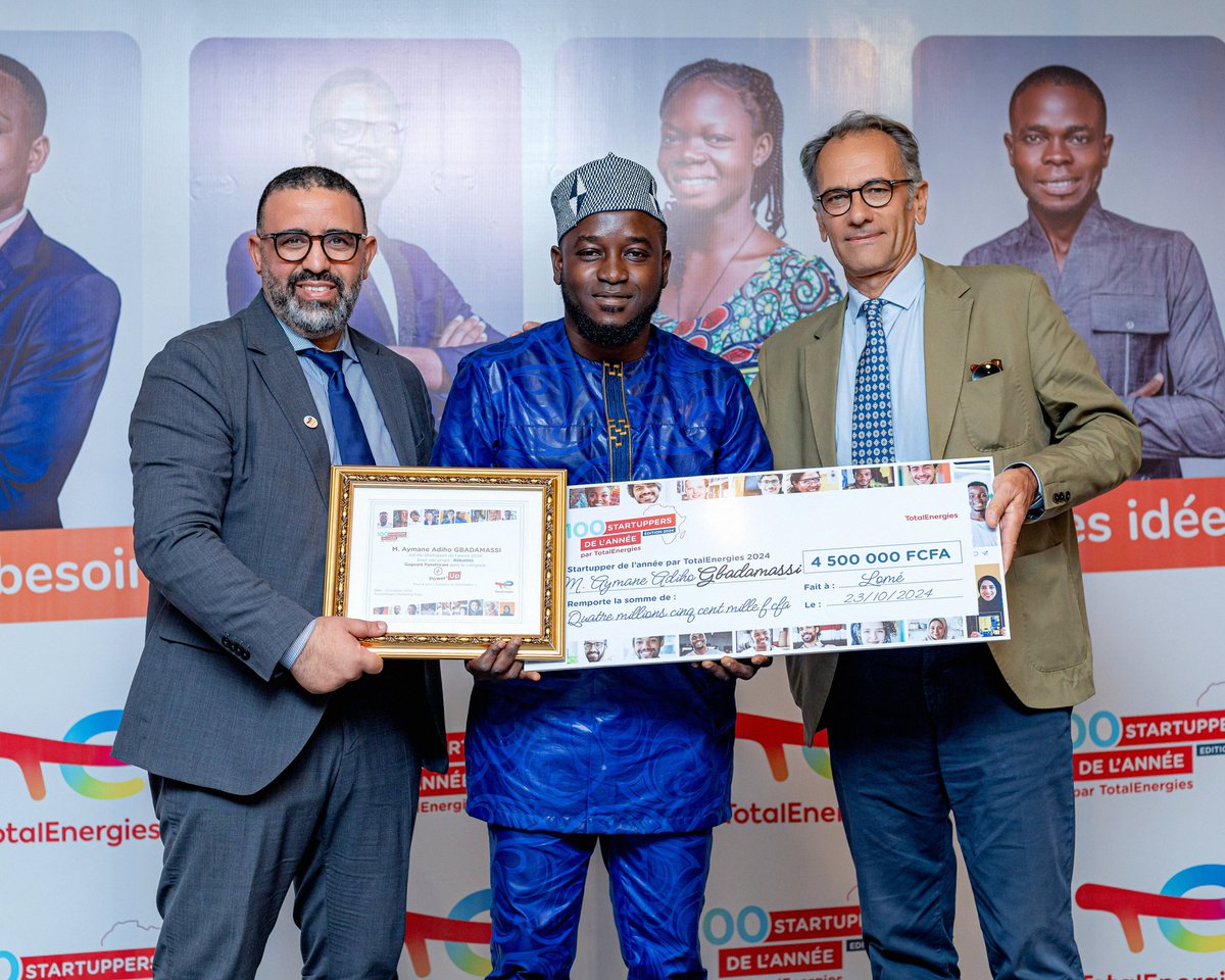 aymane_gbadamas's tweet photo. Heureux de vous annoncer que nous avons remporté le prix #PowerUpPanafricain du Challenge Startupper de l'année de TotalEnergies 2024 avec notre projet #Rôbalôtô. Merci à tous ceux qui nous soutiennent depuis le début de cette aventure. Merci @TotalEnergies 💚
#Startupperdelannee https://t.co/3B9dfwEtAF