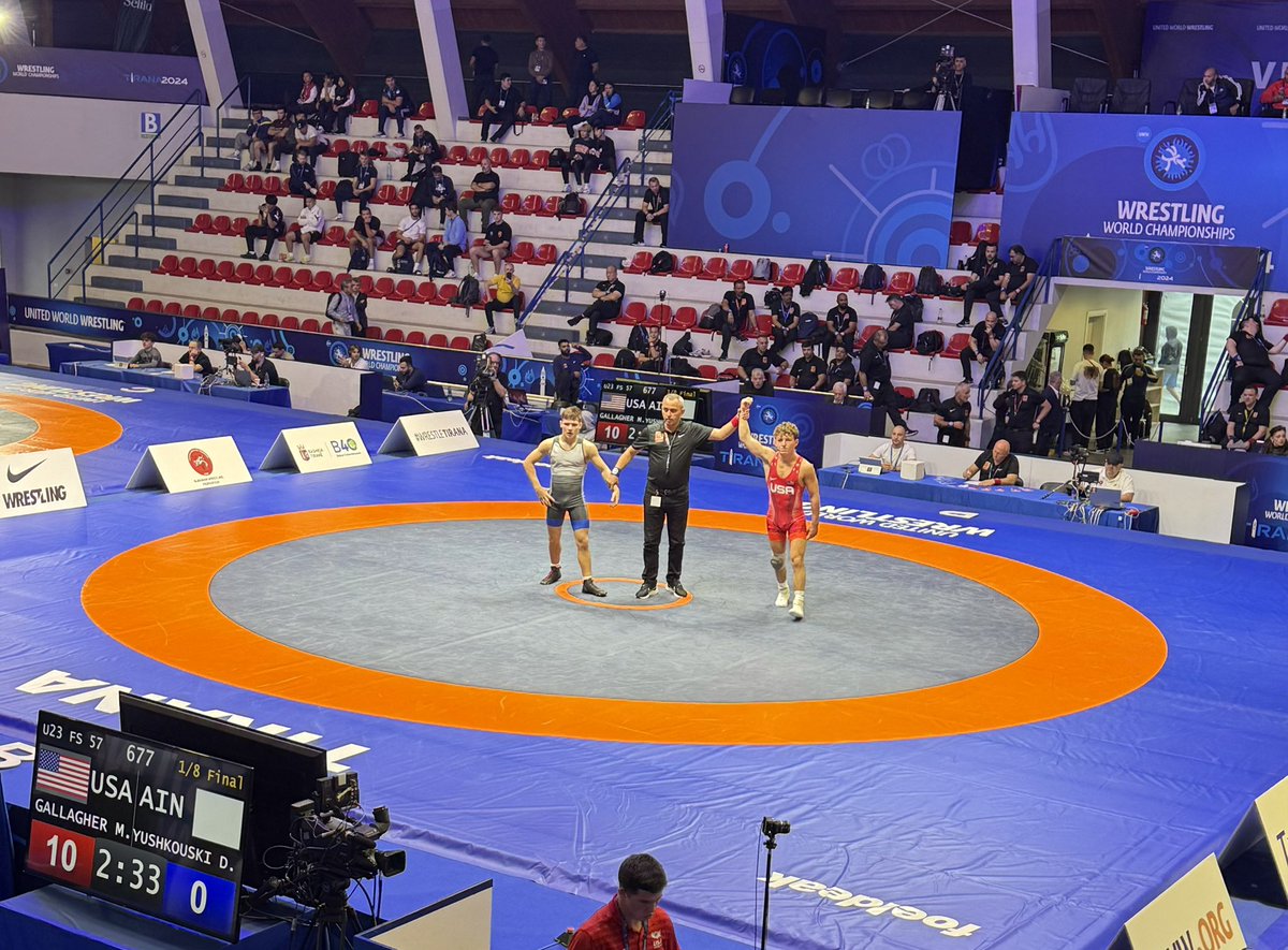 Shoutout to <a href="/WrestlingPhilly/">Kevin McGuigan</a> for sending me all the updates from Albania so I can keep <a href="/pennsylvaniartc/">Pennsylvania RTC</a> updated here back in Philly. 
FULL EFFORT!!! Nice first match Tech from Gallagher!!