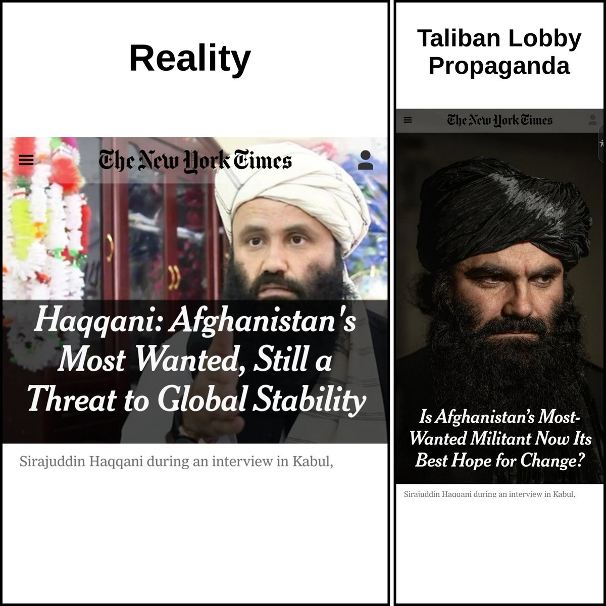 MrFreeFighter's tweet photo. The New York Times media article if the media wasn't pro Taliban. https://t.co/VUj6SHz78k