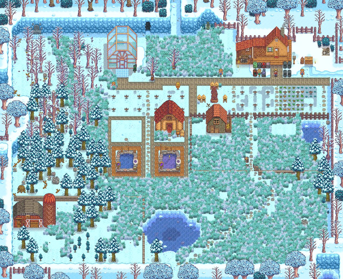 WitchlingSimmer's tweet photo. Year One, Valley Farm on the Standard map vs Year One, Wordsmith Farm on the Meadowlands map. I've definitely come a long way with my Stardew Valley knowledge! https://t.co/23i3VPCA37