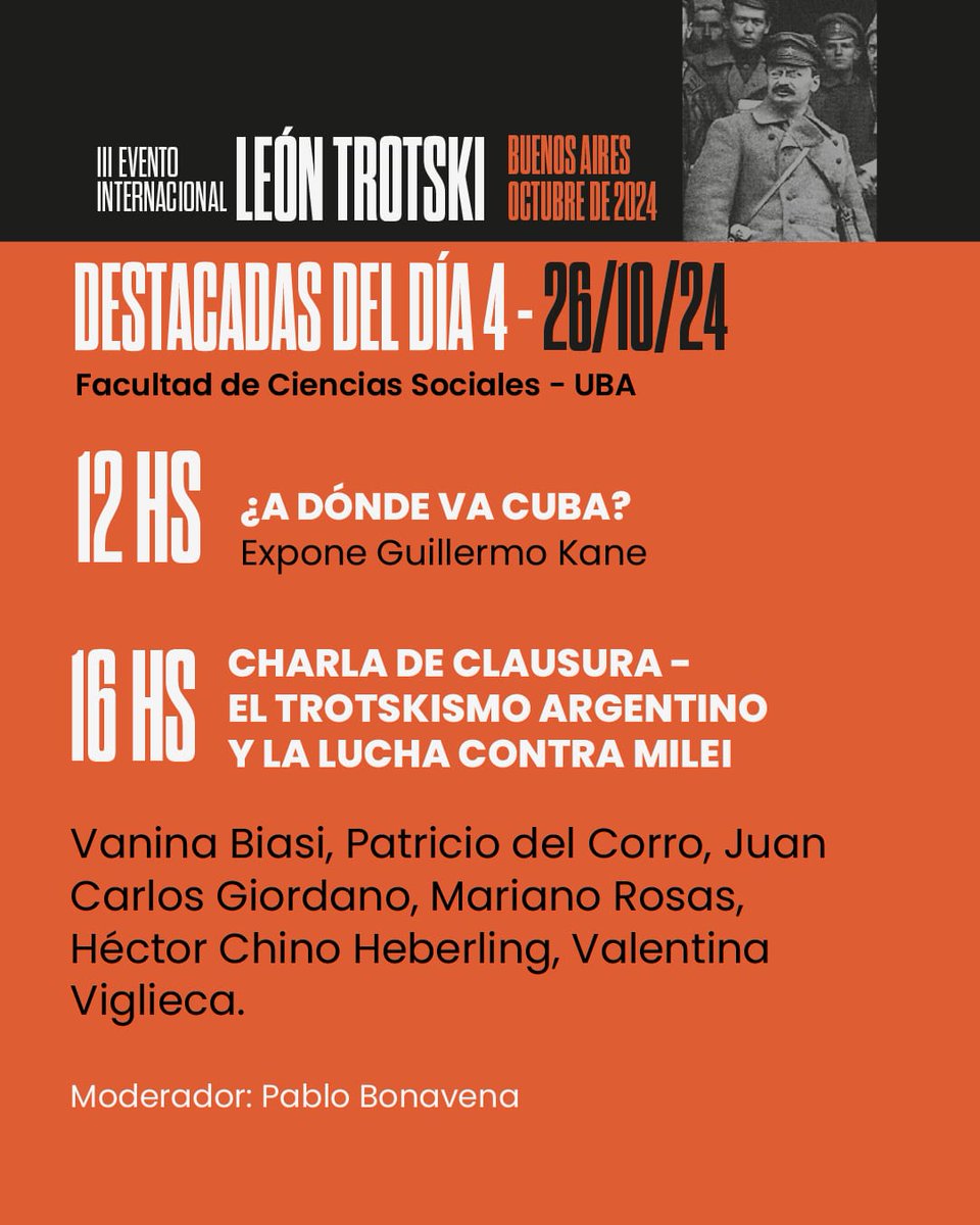 Al mediodía vamos a estar discutiendo la actualidad y perspectiva de Cuba en un panel con <a href="/Frankgh82/">Frank García Hernández</a> y otros compañeros en la última jornada del <a href="/EventoTrotsky3/">3er Evento León Trotsky</a> ¡Si te interesa este tema estratégico de la revolución latinoamericana, venite a participar del debate!