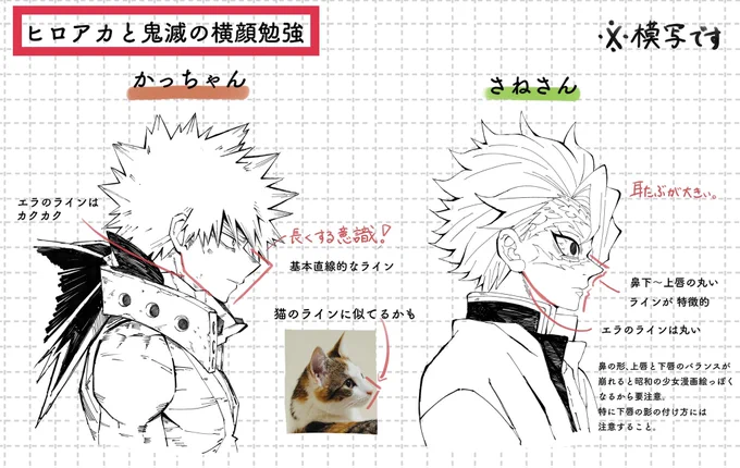 自分用に作ってたhrakと👹滅の横顔比較 