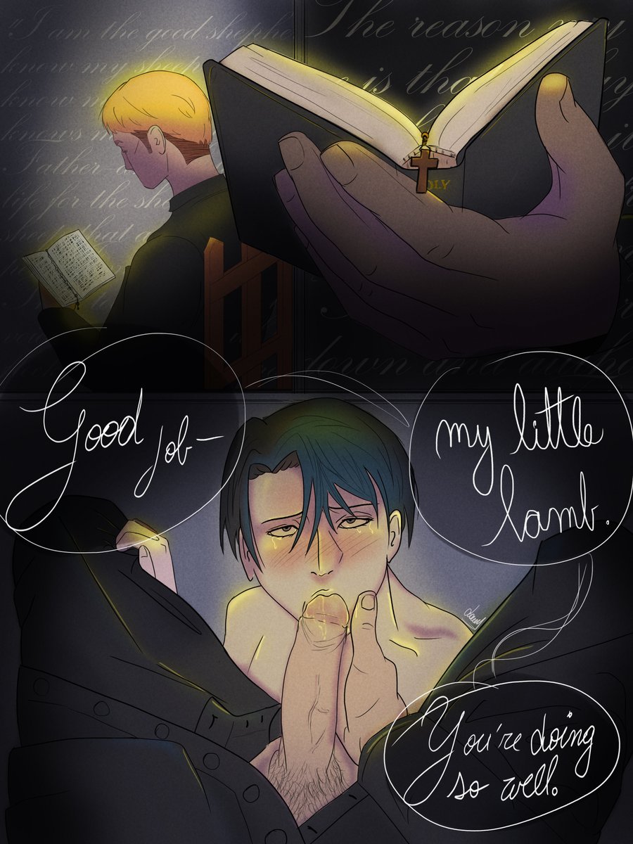 DisforDaneh's tweet photo. Day 4! Religion—the lord has me writing in cursive

The one that started it all. I'm so glad I didn't stop at this and made something for the rest of this amazing event.

Also I might just write a longfic with pervert priestwin cuz ugh

@LeviDarkWeek #LeviDarkWeek #Eruri #NSFW https://t.co/9wfIXwmQCH