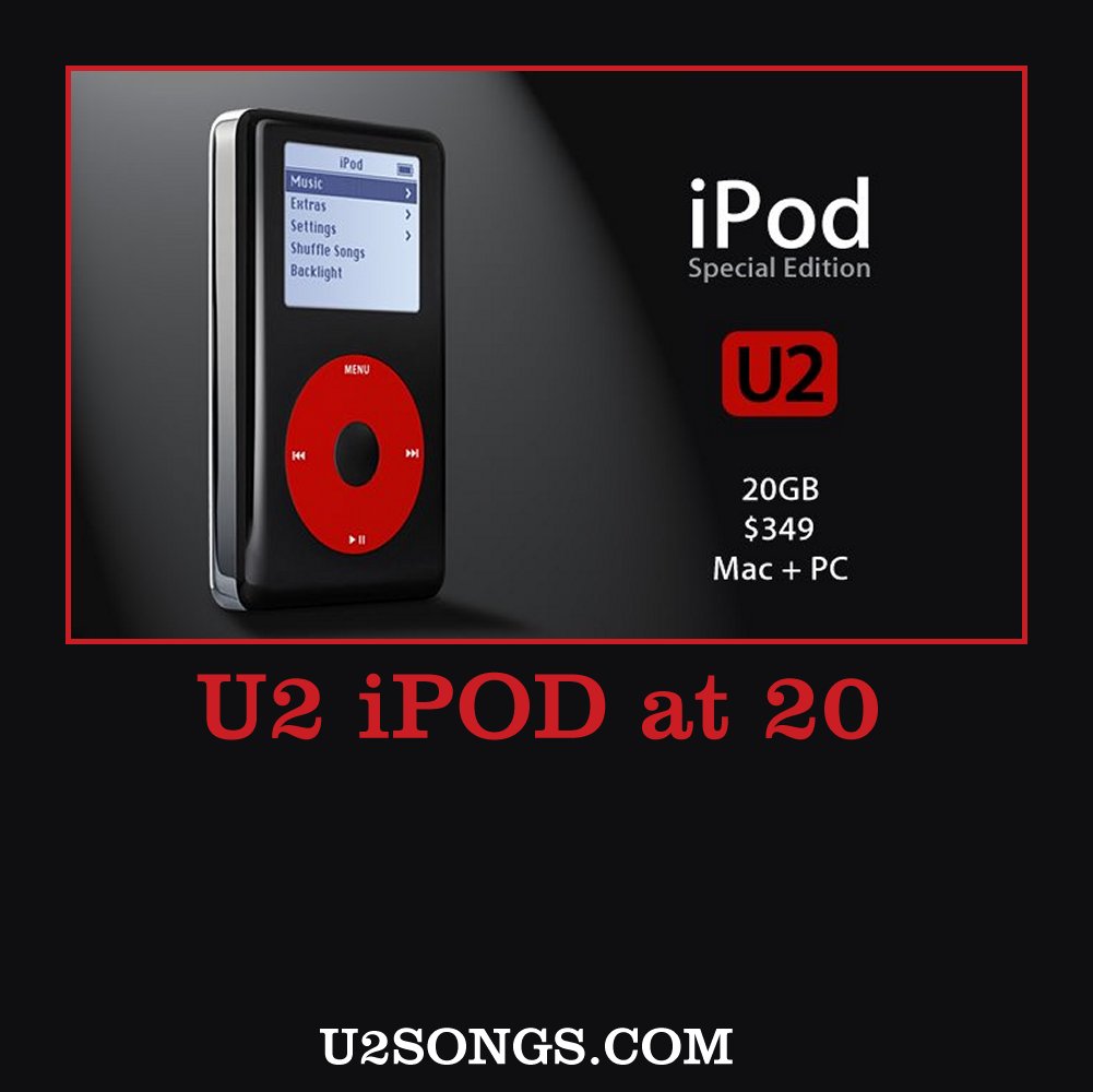 Today is the 20th anniversary of the launch of the U2 iPod Special Edition. We've taken a look back at the launch, how it came to be, the different models, and more: u2songs.com/news/u2_ipod_s… #U2iPod20
