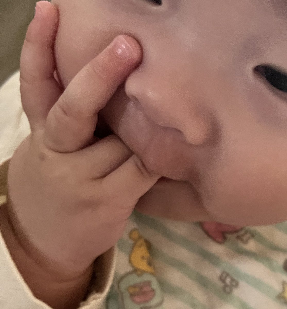 いつの間にか離乳食も始まり、ついには指しゃぶりしながら裏ピするようになりと
成長早すぎてこっちが必死で付いていってる😂✌️