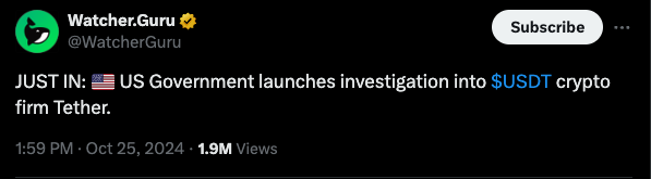 DigPerspectives's tweet image. 🚨According the #WSJ, #USDTether is under investigation.👇