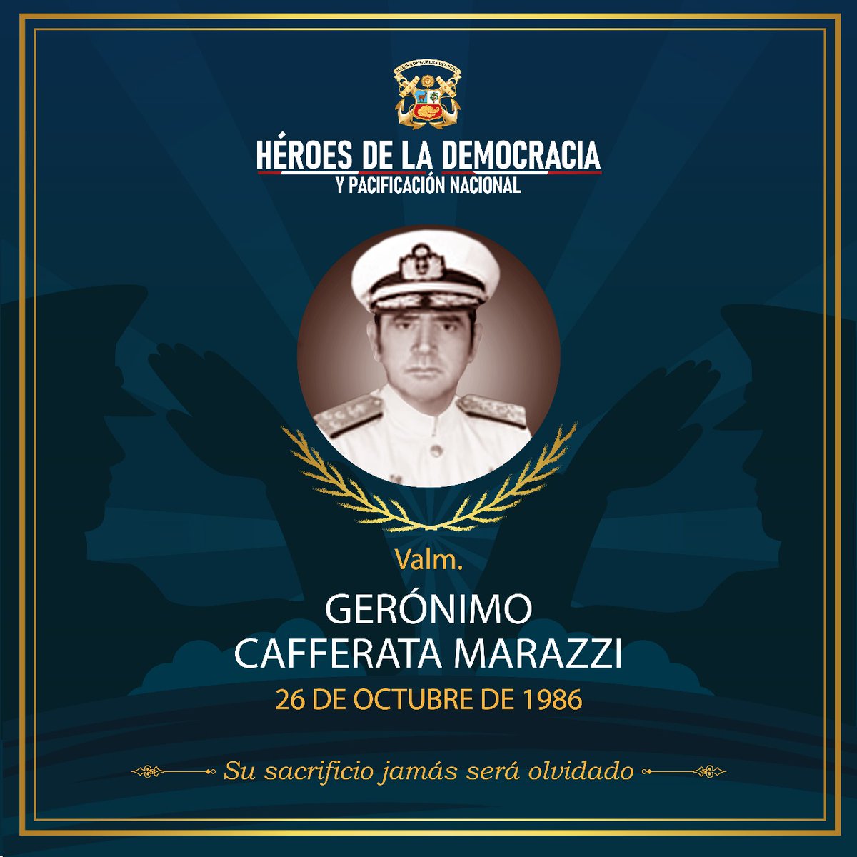 naval_peru's tweet photo. #HonoryGloria El 14/10/1986 el Vicealmirante Gerónimo Cafferata Marazzi fue interceptado por delincuentes terroristas de Sendero Luminoso, quienes dispararon al vehículo que lo transportaba, hiriéndolo gravemente. Pese a todos los esfuerzos, el Almirante falleció 12 días después. https://t.co/0TLN1smSYk