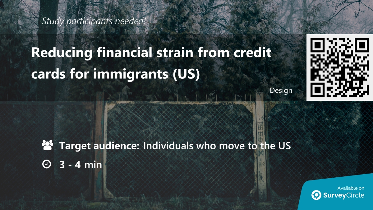 daily_research's tweet image. Participants needed for online survey!

Topic: "Reducing financial strain from credit cards for immigrants (US)" surveycircle.com/QHF2QG/ via @SurveyCircle

#CreditCardManagement #immigrants #FinancialLiteracy #survey #surveycircle