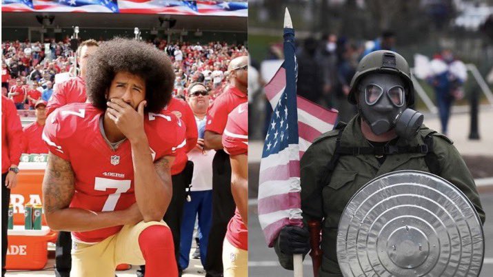 Mindcite_US's tweet photo. Hitler, like Trump, would have also persuaded millions that Black men who kneeled to peacefully protest police shootings of innocent people were traitors, while white men who weaponized flags to support a certified lie to seize power were patriots.
⚠️ #VoteBlueToProtectYOU https://t.co/iRDMF97GDT