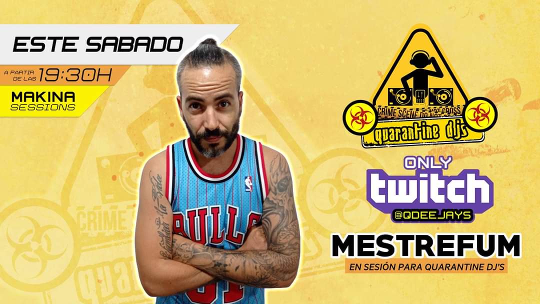 QDeejays's tweet photo. Bueno amigos, los diferentes miembros de Quarantine dj's estan rulando de nuevo en esta temporada, y ya iba tocándole el turno al sr. Mestre Fum, que os espera esta tarde a partir de las 19:30 hasta que el cuerpo aguante. https://t.co/n0rqo05y1x