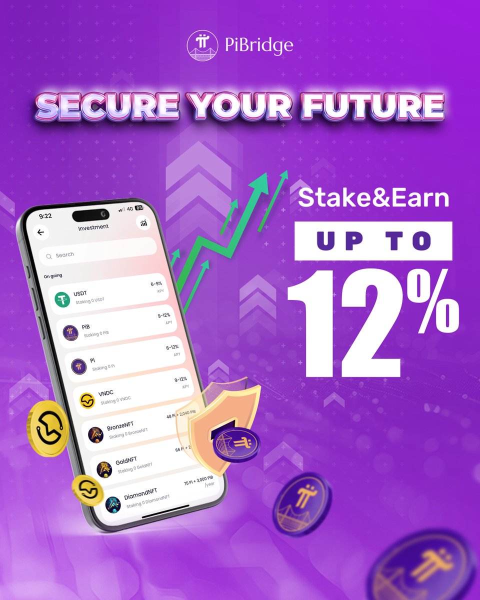 PiBase_co's tweet photo. 🤑 MAXIMIZE YOUR PROFITS WITH PIBRIDGE – EARN UP TO 12% STAKING INTEREST! 🚀

Want to grow your assets securely and effortlessly? With Pibridge, turn your idle Pi into daily income!

✨ Hold Pi, Earn Daily Returns
Unlock your Pi’s potential with up to 12% annual interest, paid daily and easily withdrawable anytime!

🔹 Diverse Options
Stake tokens like PiB, USDT, and VNDC. Choose your term, and let Pibridge handle the rest!

🚀 Join Pibridge today and transform potential profits into reality!

#Pibridge #CryptoInvestment #StakeAndEarn #PassiveIncome #MaximizeProfits