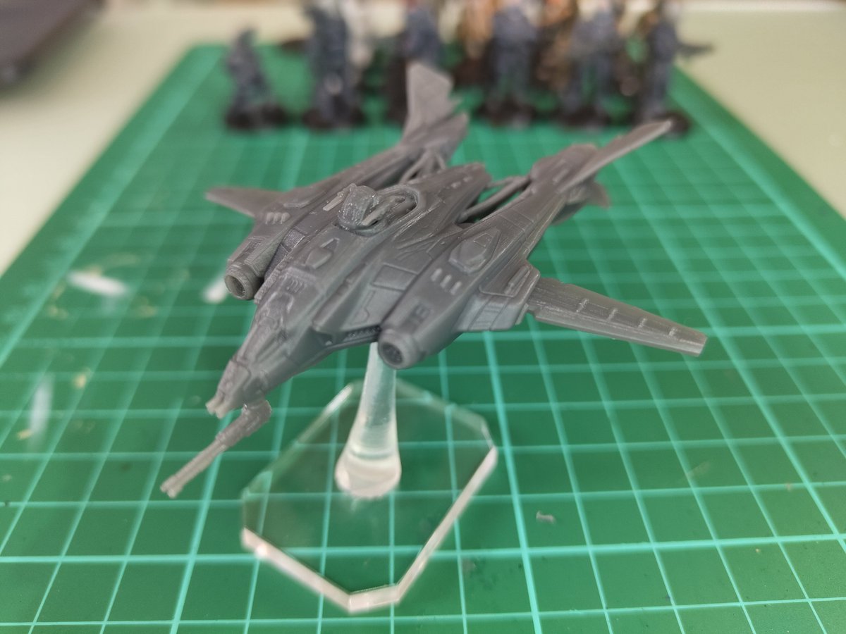 First ship model from <a href="/JRDesFab/">JR Design+Fabrication</a> built! Next stop: painting (and maybe finishing assembly of the MSR)!

...Also wondering about co-opting the X-Wing ruleset and these models to make a #StarCitizen tabletop dogfighting miniatures game...