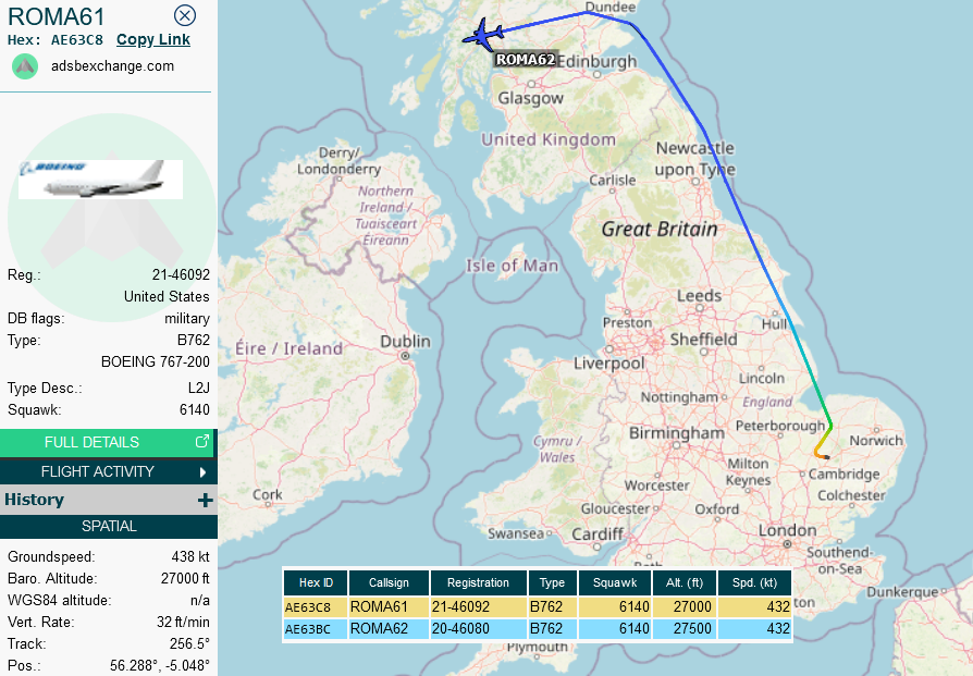 SirListenalot's tweet photo. Four "AC" #F16's left Aviano for Mildenhall yesterday. Today #TREND11-14 return to Atlantic City with #KC46's #ROMA61-62, bound for MCGuire https://t.co/yME6BbJa44