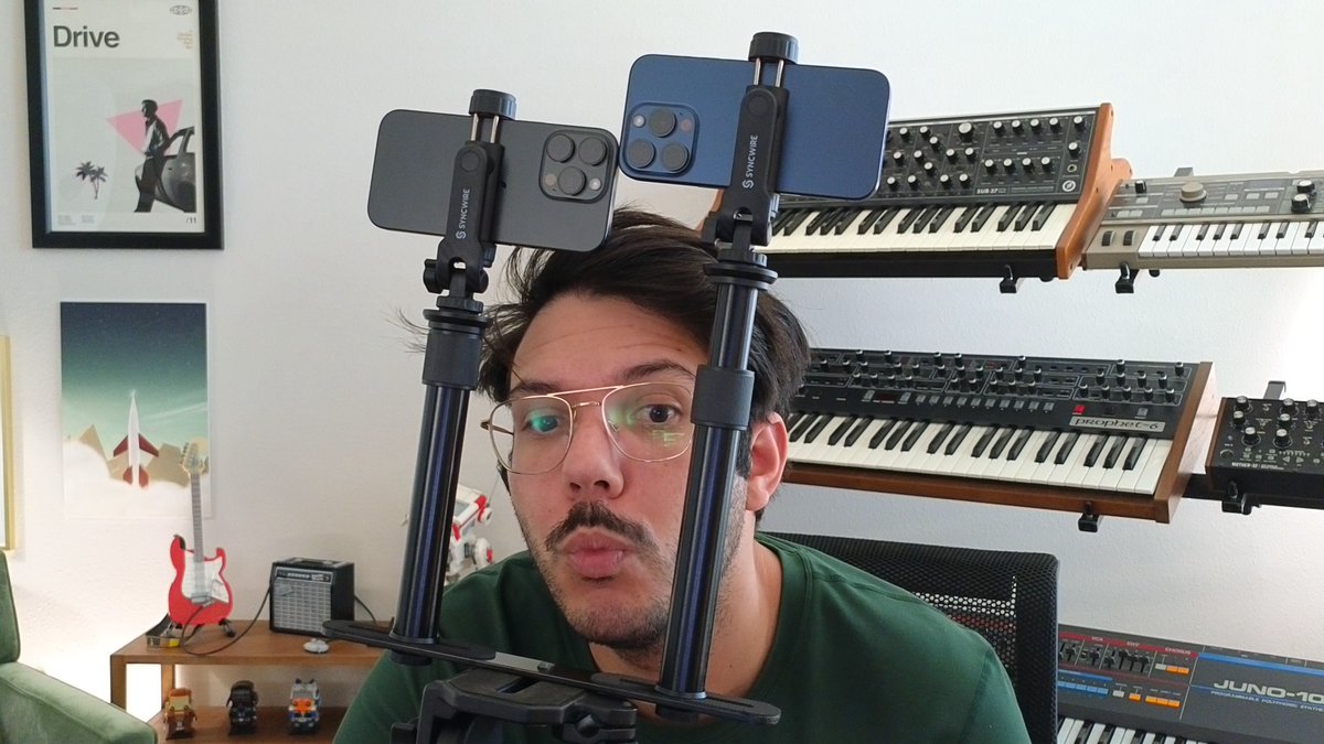 DavidUrbinati's tweet photo. Shot on two iPhones (15 Pro and 16 Pro) in the Blackmagic Camera app in 4k Apple Log. One of a few first spatial video uploads on #Vimeo https://t.co/T8kJJfG2Cs Photo of my crazy two iPhones rig below lolz https://t.co/LREMW85W3i