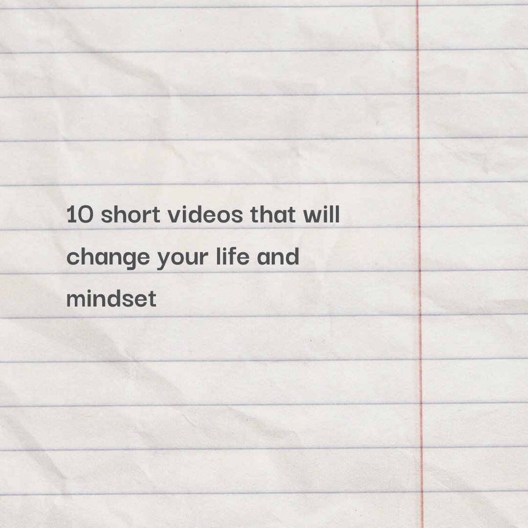 10 short videos that will change your life and mindset (I bet):

A thread 👇