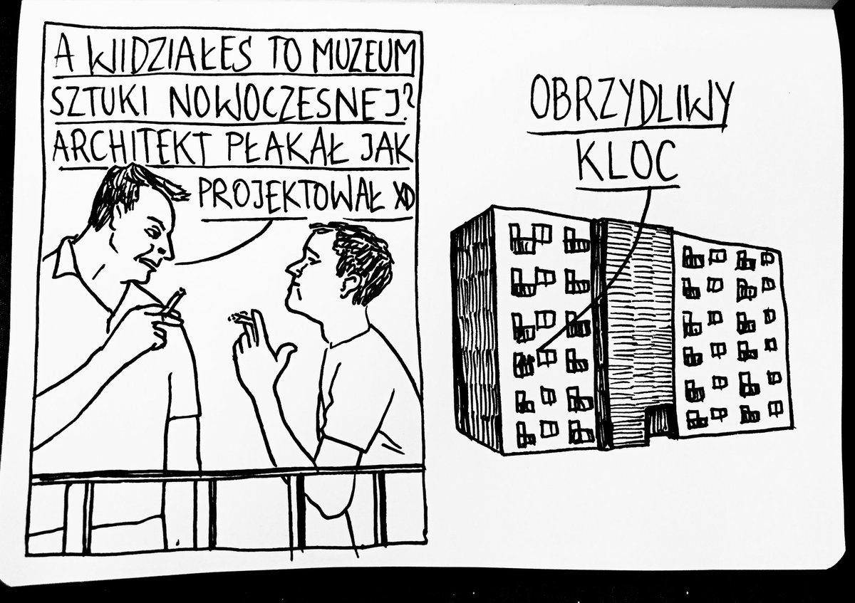 SmutneHistorie's tweet photo. msn. #satyra #msn #warszawa #muzeumsztukinowoczesnej #architektura #deweloperka #kloce #bunkry #kurniki https://t.co/fNyZMWx6fU