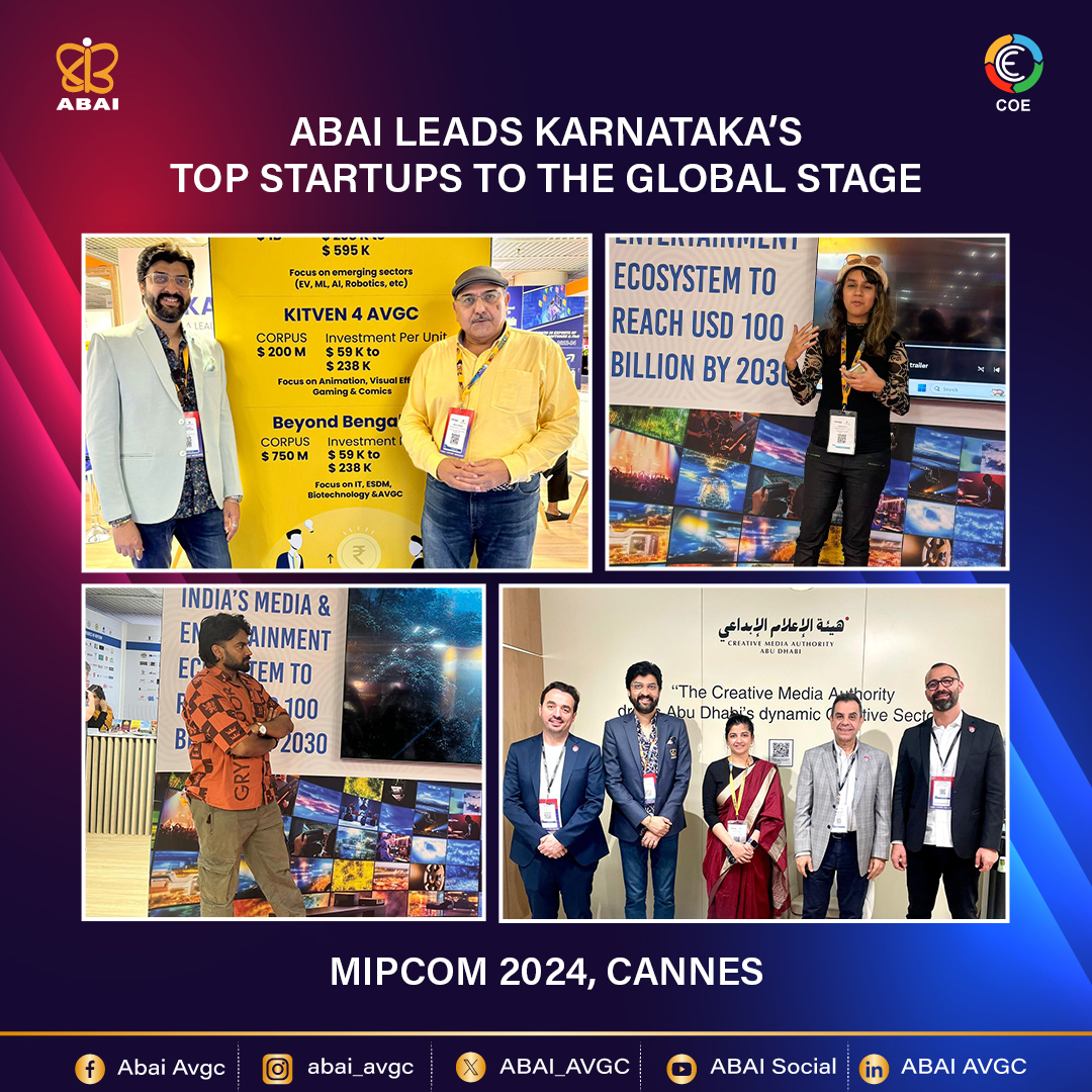 ABAI (@abai_avgcxr) on Twitter photo Exciting times for Karnataka at #MIPCOM2024! ABAI, backed by Govt. of Karnataka & IT, BT Dept., showcased our AVGC talent, building global ties for creators and fueling industry growth. 🚀 #ABAI #Karnataka
<a href="/ITBTGoK/">ITBT Karnataka</a> <a href="/bindal_ruchi/">Ruchi Bindal</a> Exciting times for Karnataka at #MIPCOM2024! ABAI, backed by Govt. of Karnataka & IT, BT Dept., showcased our AVGC talent, building global ties for creators and fueling industry growth. 🚀 #ABAI #Karnataka
<a href="/ITBTGoK/">ITBT Karnataka</a> <a href="/bindal_ruchi/">Ruchi Bindal</a>