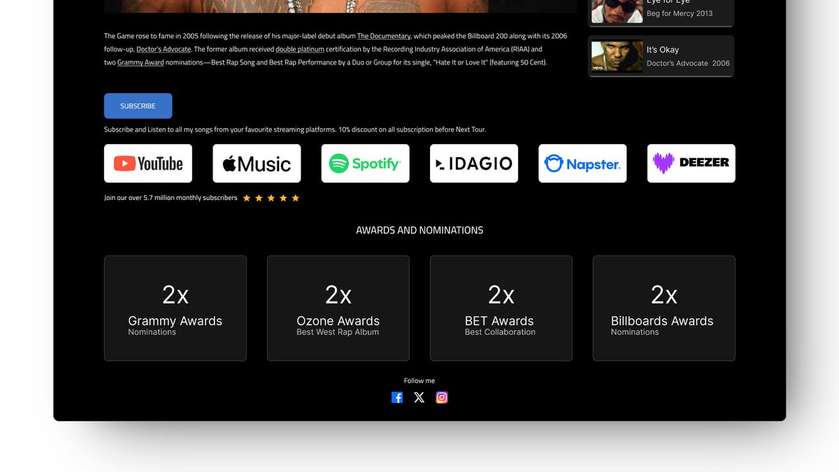 its_CharlesObi's tweet photo. Day 9/30
I designed the hero section screen for a musician website and i added some benefits and CTA buttons for users into taking actions.
what do you think ?
@DezinDesign @thedennisobaro1 #30daydezinweb #figma #uiux #seekinginternship #weddesign #DailyUI https://t.co/2upg7A2ARJ