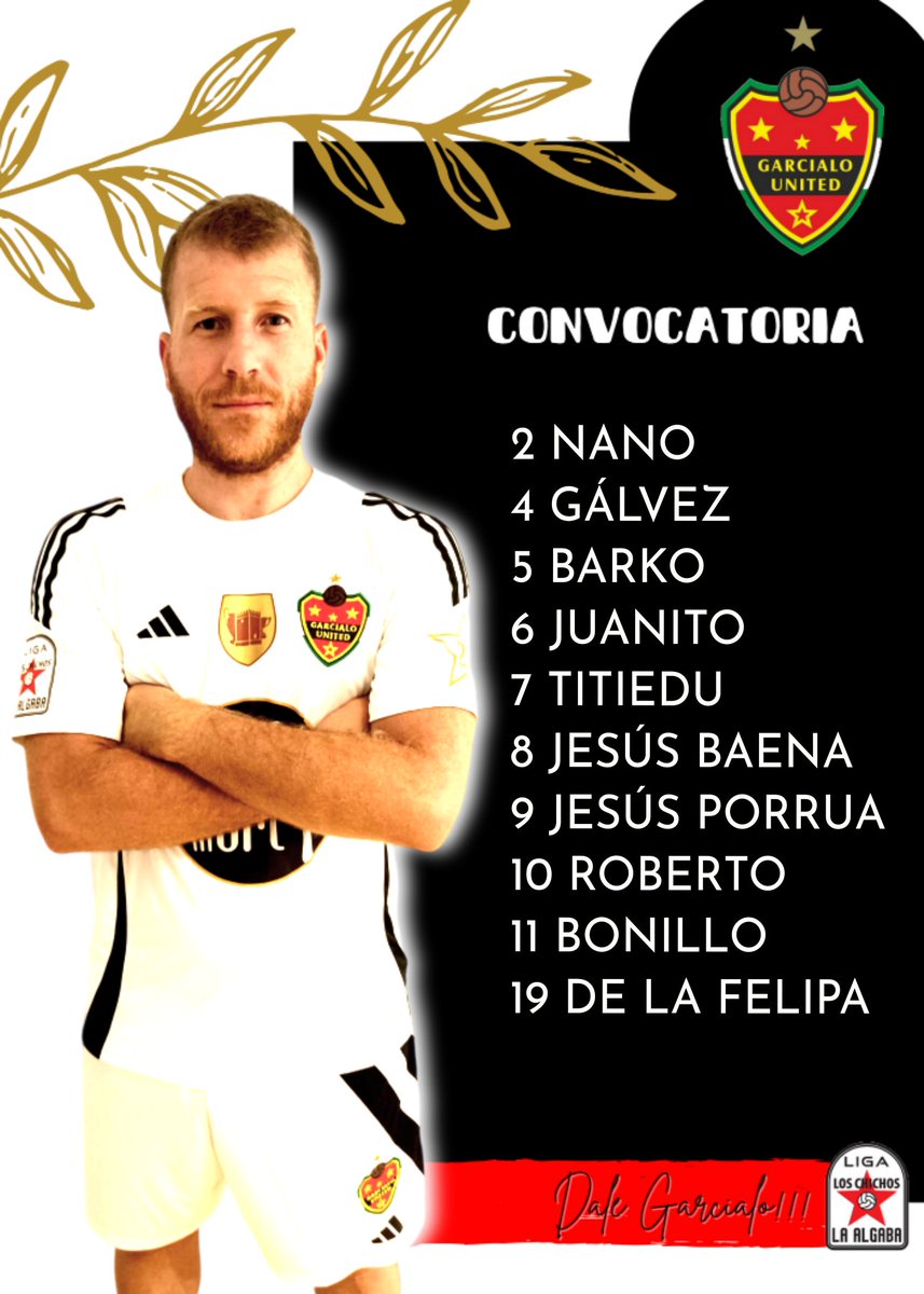 Nuestra convocatoria para hoy,muchas bajas  ,pero lucharemos hasta el final para ganar los primeros 3 puntos de la temporada en <a href="/ligachichos/">LIGA LOS CHICHOS</a> , dale Garcialo!!!!!!❤️🖤