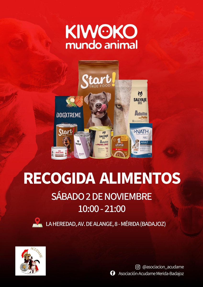 Notición 
El sábado 2 de noviembre estaremos en kiwoko Mérida haciendo una recogida de alimentos ¡Os esperamos!