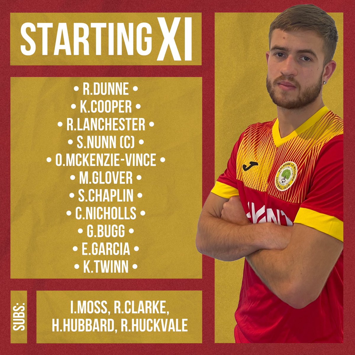 𝓣𝓸𝓭𝓪𝔂𝓼 𝓣𝓮𝓪𝓶…

Same 11, and same bench as our victory last week at Stowmarket.