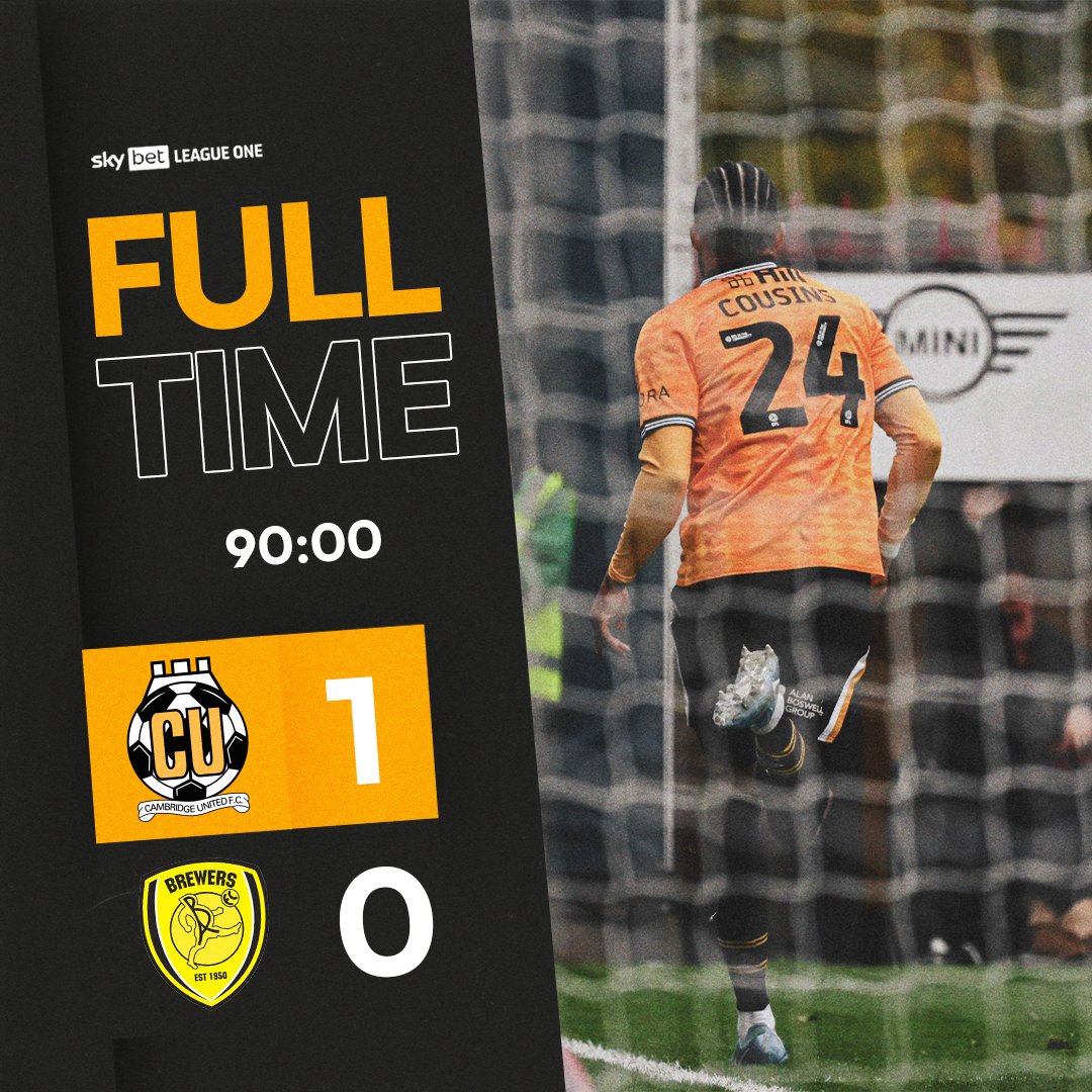 VICTORY LATE ON! ⏱️

U's make it 3 on the bounce! 🔥

#CamUTD | 🟡 1-0 ⚪ | FT