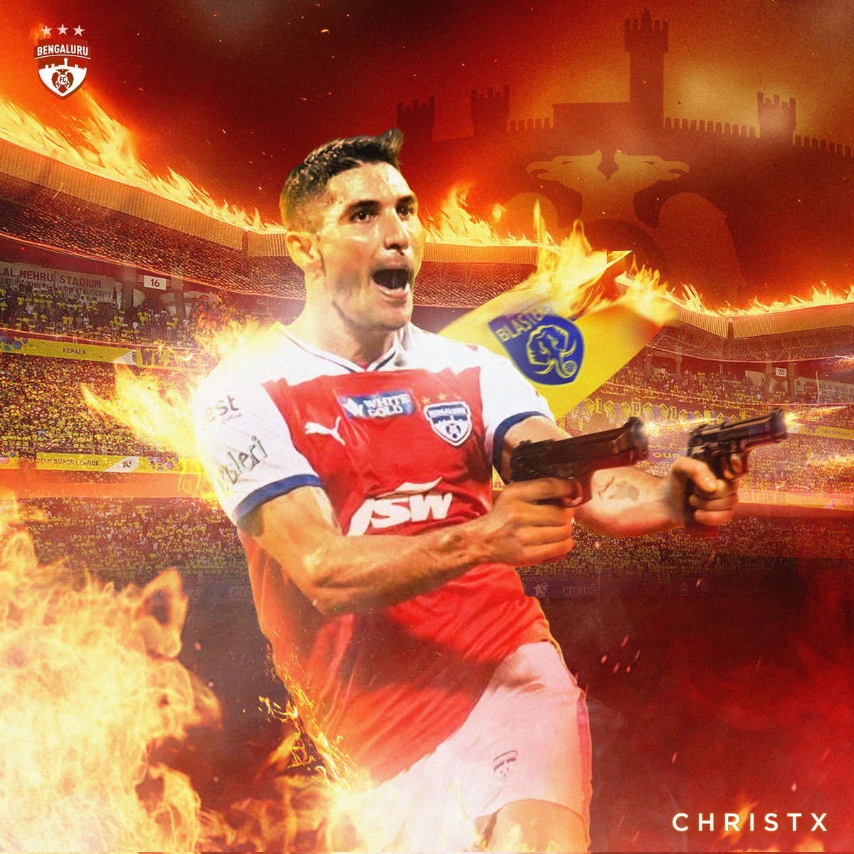 christxdigitals's tweet photo. Shots fired in #Kerala, Cheers heard in #Bengaluru
Courtesy of @PereyraDiazz 👉👉🤌

Created by @christxdigitals 
#christxdigitals

@bengalurufc @WestBlockBlues @KaravaliBlues #BengaluruFC #westblockblues @IndSuperLeague #keralablasters #ISL #bfc https://t.co/53lOMVTbQQ