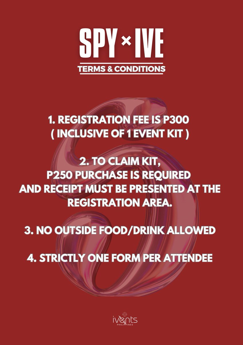 IVEntsPH's tweet photo. 𝕊ℙ𝕐 × 𝕀𝕍𝔼 𝕆𝕡𝕖𝕣𝕒𝕥𝕚𝕠𝕟 : 𝟛𝕣𝕕 𝕀𝕍𝔼𝕟𝕟𝕚𝕧𝕖𝕣𝕤𝕒𝕣𝕪

𝙰𝚛𝚎 𝚢𝚘𝚞 𝚛𝚎𝚊𝚍𝚢 𝚝𝚘 𝚝𝚊𝚔𝚎 𝚘𝚗 𝚊 𝚖𝚒𝚜𝚜𝚒𝚘𝚗? 𝙳𝚛𝚎𝚊𝚖𝚒𝚗𝚐 𝚏𝚘𝚛 𝚊 𝚋𝚎𝚝𝚝𝚎𝚛 𝚠𝚘𝚛𝚕𝚍?

This is < Takipsilim > sending a command for you to go undercover and celebrate IVE's 3rd Anniversary with DIVE × Family. 

Get ready to unravel the world of IVE and Spy × Family. 

Where music meets manga. 

Registration link 📝: https://t.co/DYa6rG1hLC