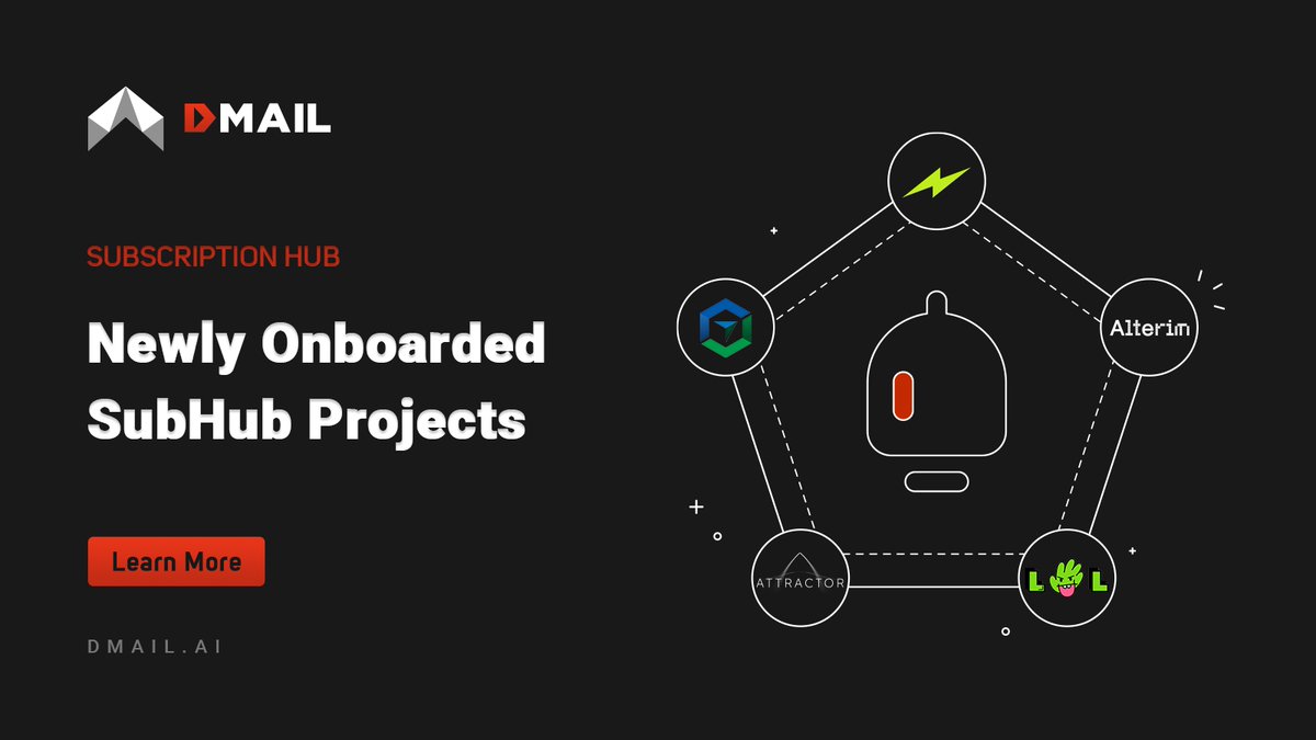 purecrypto_'s tweet photo. 🎉 Dmail is thrilled to extend a warm welcome to the newest partners: @MintSwap_HQ, @Alterim_ai, @lolaixyz, @0xAttractor, and @LeisureMeta_LM. These innovative projects have joined the Dmail #Subhub community, and the excitement is palpable.

🔥 With these additions, a total of 474 #Web3 projects are now integrated into Dmail's SubHub, creating a vibrant network connected to an impressive 17.94 million Dmailers!

🫡 Dive in and explore the future of decentralized communication: Check it out https://t.co/KDyVEk1no0