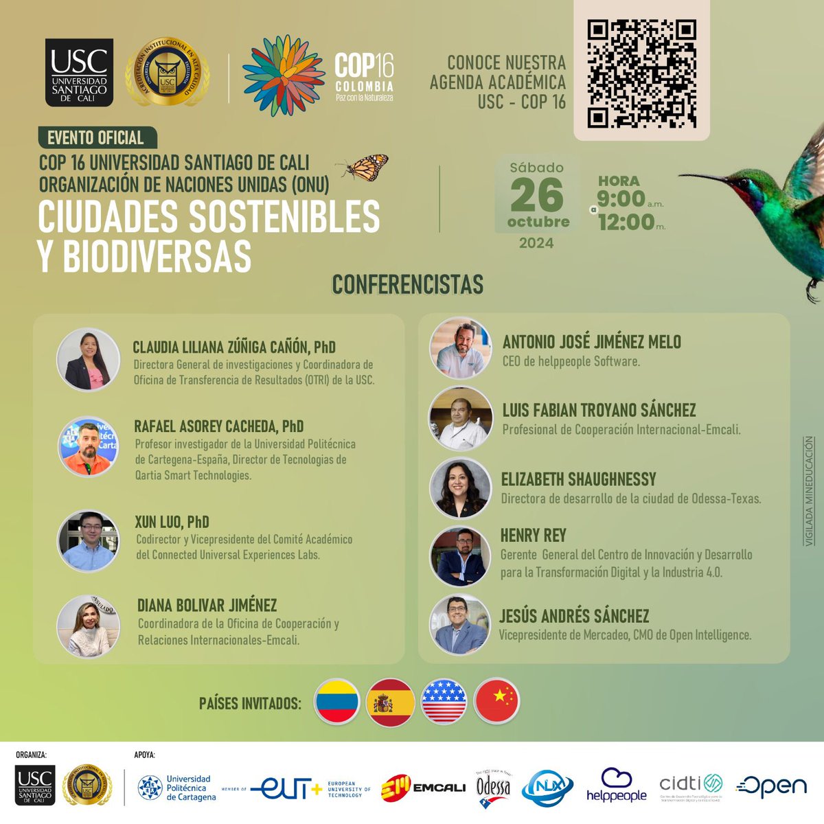 cidti40's tweet photo. 🌍 ¡#Hoy sábado a partir de las 9 am, súmate a la #COP16 y seamos protagonistas del cambio! Nuestro CEO @henryrey40 compartirá su visión su visión y compromiso con la construcción de ciudades sostenibles y biodiversas.

🔗 Inscríbete : https://t.co/5meTDslcqy | @COP16Oficial https://t.co/4UXWwECfVU
