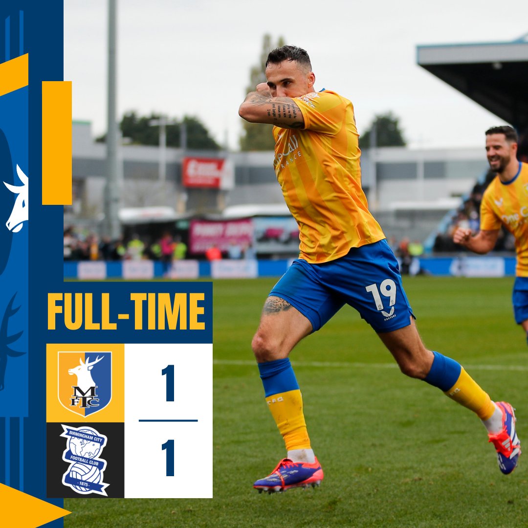 mansfieldtownfc's tweet photo. 🤝 A well-fought point against the league leaders.

#Stags 🟡🔵 https://t.co/svckFdNZIw