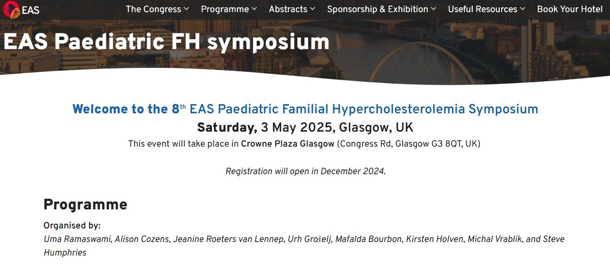 FedericaFogacci's tweet photo. The scientific program of the EAS Paediatric FH Symposium is out! Like every year, the Workshop will be held on in conjunction w/ the EAS Congress - so, if you are interested in the topic, organize your trip so as not to miss it! ✈️🏴󠁧󠁢󠁳󠁣󠁴󠁿
🔗https://t.co/5HtoB8cDew
@society_eas @j_rvl https://t.co/25YGahHPVE