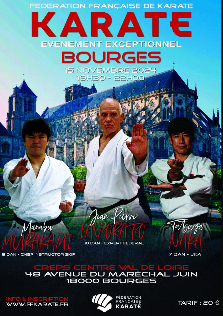 ligue_val's tweet photo. Les experts japonais  Murakami, 8e Dan SKIF, et  Naka, 7e Dan JKA, donneront un stage exceptionnel à Bourges le 15 novembre avec Jean-Pierre Lavorato, 10e Dan.
🥋Les infos sur : https://t.co/CJIuqJ0Lyz
#stage #karaté #liguecentrevaldeloire #japonais #lavorato #murakami #naka https://t.co/2u7wdqYzQd
