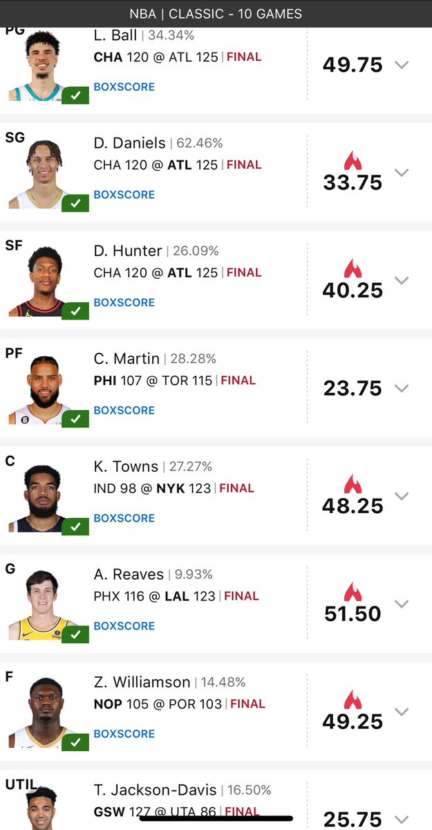 __Fisch's tweet photo. Almost took down another one last night!! Shout out Austin Reaves in that comeback win!

Also shout out to @ThunderDanDFS for the Towns selection 🔥 https://t.co/D7FTKXoEgZ
