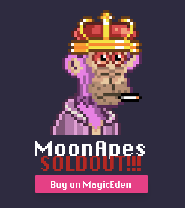 🚨 SOLD OUT! 🚨

2500 MoonApes grabbed on #ApeChain!
It's time to fly on <a href="/MagicEden/">Magic Eden 🪄</a>! 🚀

magiceden.io/collections/ap…
