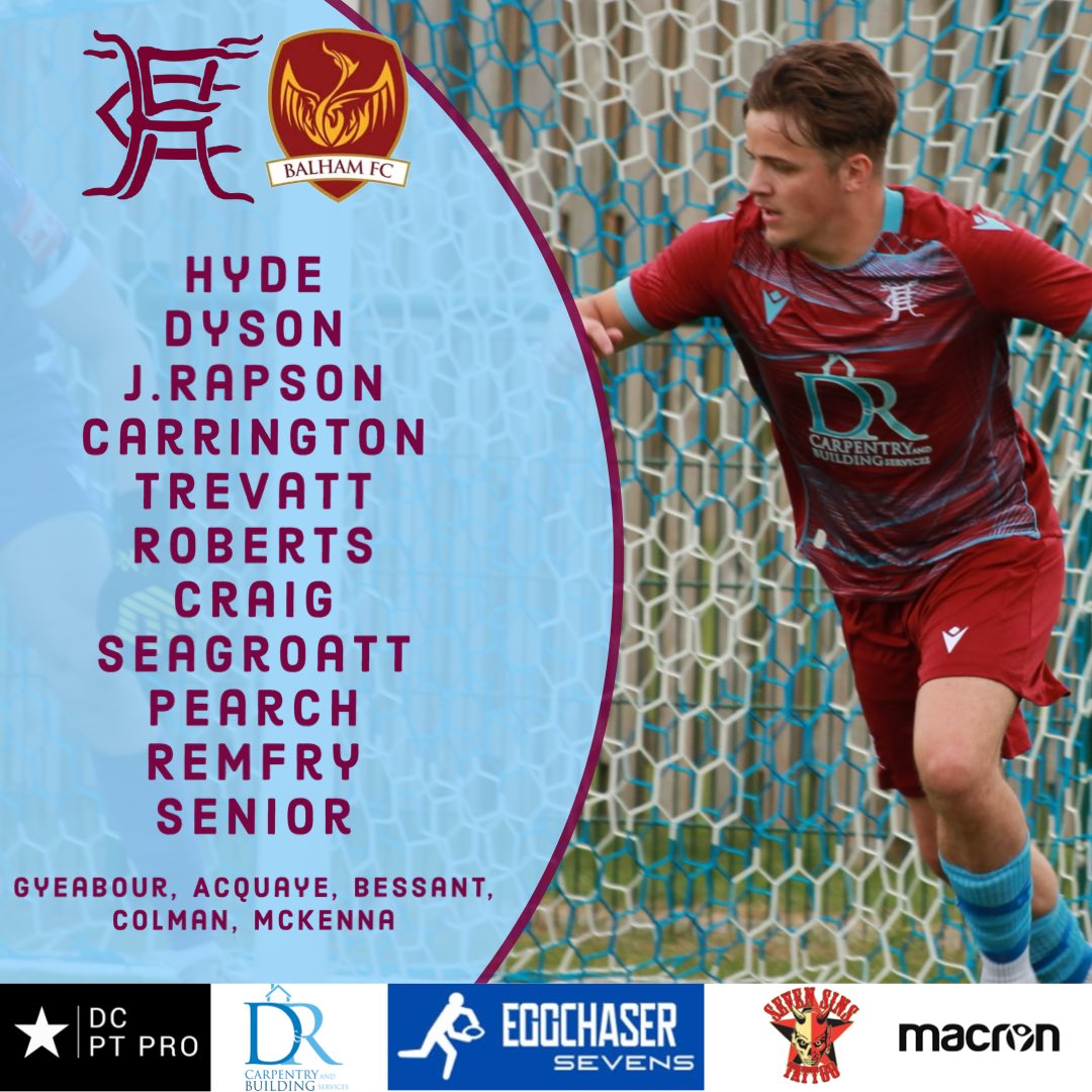 LINE UP 📄

Here’s how we line up for this afternoon’s fixture against Balham.  

We welcome back Sam Remfry into the XI as he joins us from South Park. Coby is back following a nasty injury and new signing James Bessant also makes the squad. 

#HTFC 🟣🔵